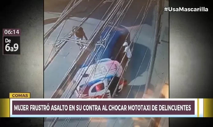 Comas Mujer frustró asalto en su contra al embestir mototaxi de