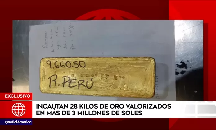 Incautan 28 kilos de oro valorizados en más de 3 millones de soles