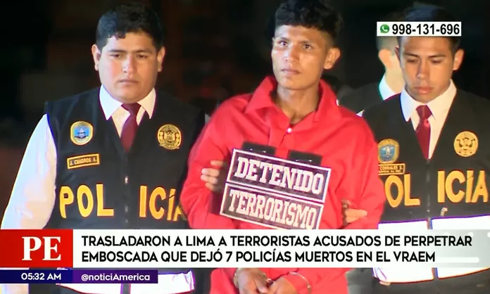 Llegaron a Lima terroristas acusados de emboscada que dejó 7 policías