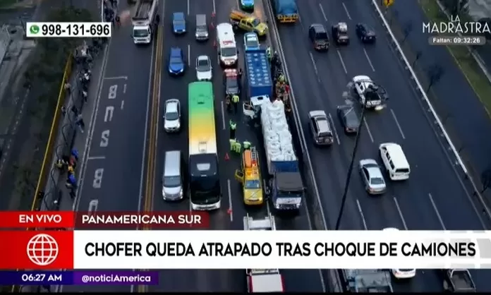 Panamericana Sur Chofer Queda Atrapado Tras Choque De Camiones