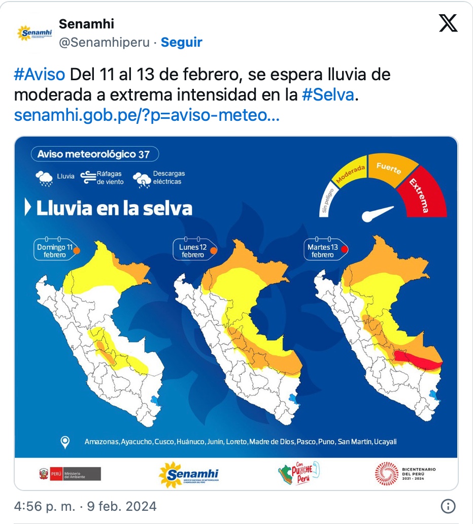 Senamhi Selva Soportar Lluvias Intensas Am Rica Noticias