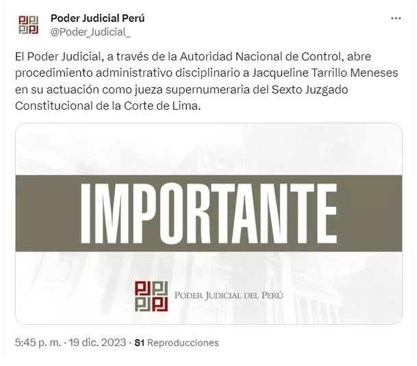 Foto: Poder Judicial Foto: Poder Judicial