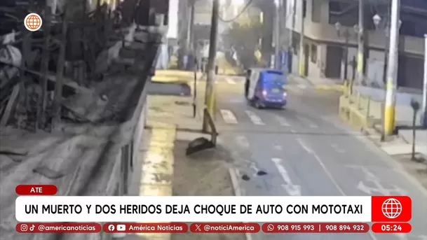 Accidente en Ate deja una mujer muerta y dos heridos tras choque de mototaxi. Foto: América Noticias