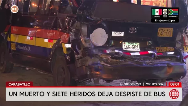 Accidente de bus deja un muerto en Carabayllo. Foto: América Noticias Accidente de bus deja un muerto en Carabayllo. Foto: América Noticias