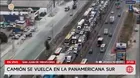 Accidente de camión genera caos vehicular en la Panamericana Sur