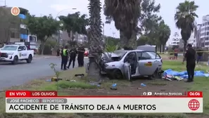 Un vehículo se despistó y colisionó violentamente contra una palmera, según información preliminar recogida por la Policía en el lugar de los hechos. / Video: América Noticias