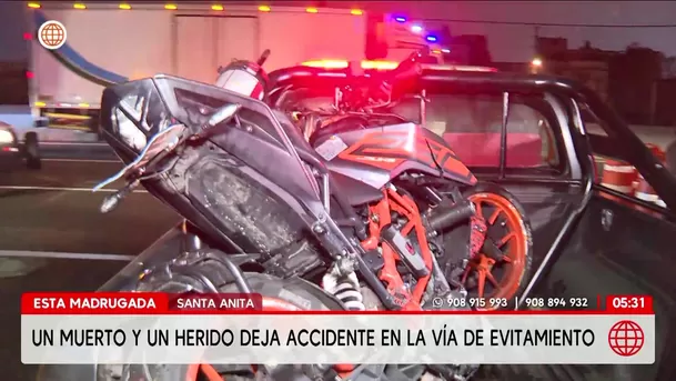 Accidente en Vía de Evitamiento deja un muerto y una herida en Santa Anita. Foto: América Noticias