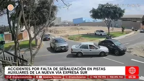 Accidentes por falta de señalización en pistas auxiliares de la nueva Vía Expresa Sur en Surco. Foto y video: América Noticias