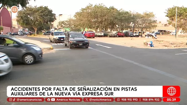 Accidentes por falta de señalización en pistas auxiliares de la nueva Vía Expresa Sur en Surco. Foto: América Noticias Accidentes por falta de señalización en pistas auxiliares de la nueva Vía Expresa Sur en Surco. Foto: América Noticias