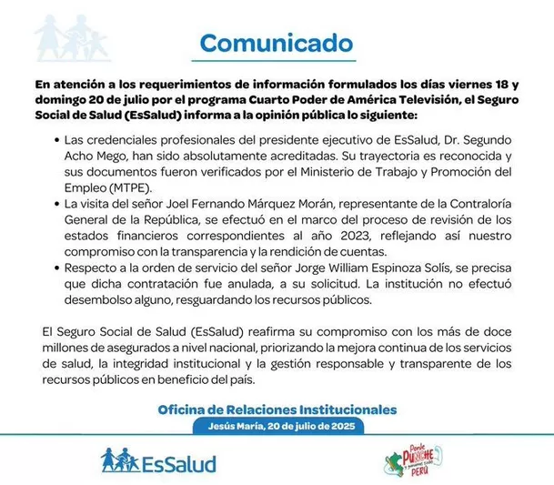 Comunicado de EsSalud