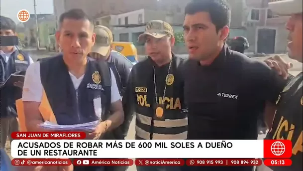 Acusados de robar más de 600 mil soles a dueño de restaurante. Foto: América Noticias Acusados de robar más de 600 mil soles a dueño de restaurante. Foto: América Noticias