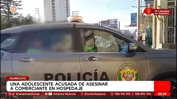 Una adolescente acusada de asesinar a comerciante en hospedaje en Huancayo. Foto: América Noticias