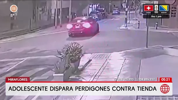 Adolescente dispara contra tienda en Miraflores. Foto: América Noticias Adolescente dispara contra tienda en Miraflores. Foto: América Noticias
