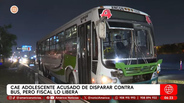 Cae adolescente acusado de disparar contra bus, pero fiscal lo libera. Foto: América Noticias Cae adolescente acusado de disparar contra bus, pero fiscal lo libera. Foto: América Noticias