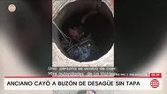 Adulto mayor cae a buzón de desagüe sin tapa en Chiclayo