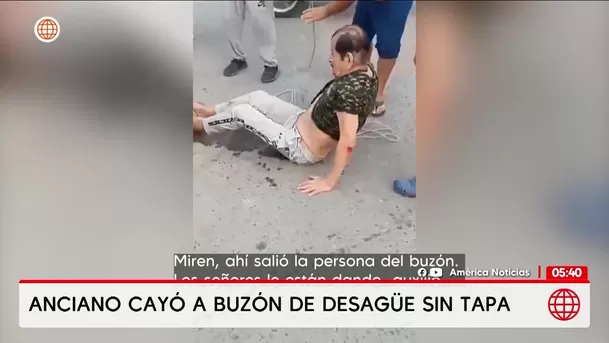 Adulto mayor cae a buzón de desagüe sin tapa en Chiclayo. Foto: América Noticias Adulto mayor cae a buzón de desagüe sin tapa en Chiclayo. Foto: América Noticias