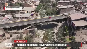 Diez puentes de Lima registran rajaduras y riesgo de colapso. El puente Chillón y estructuras de la Carretera Central superaron su vida útil y sufren erosión. Video: Cuarto Poder