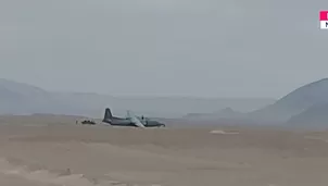 Aeronave naval sufre falla en Marcona y queda varada en la arena. Foto y video: Canal N