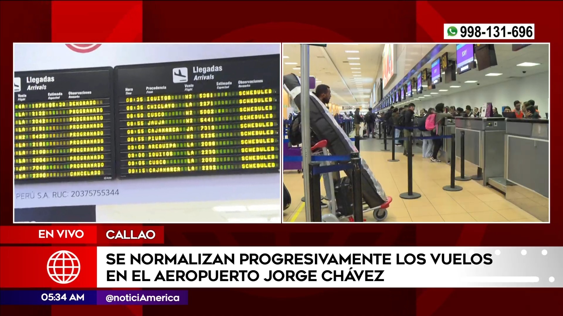 Se normaliza progresivamente vuelos en Aeropuerto Jorge Chávez. Foto: América Noticias