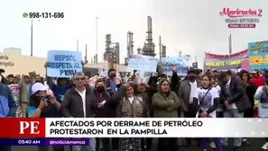 Protesta de afectados por derrame de petróleo. América Noticias