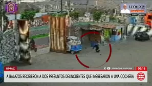 Agente de seguridad repele a balazos a dos presuntos delincuentes en una cochera del Rímac. Foto y video: América Noticias