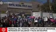 El Agustino: Enfermeros del hospital Hipólito Unanue protestaron por falta de pago