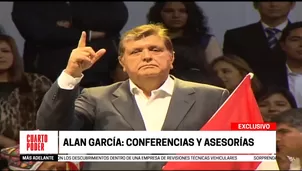 Expresidente Alan García dio varias conferencias luego de su segundo Gobierno. Foto: captura de TV