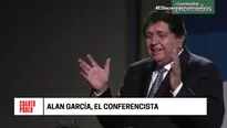 Alan Garc&iacute;a y el listado de sus conferencias. Foto: Captura de TV