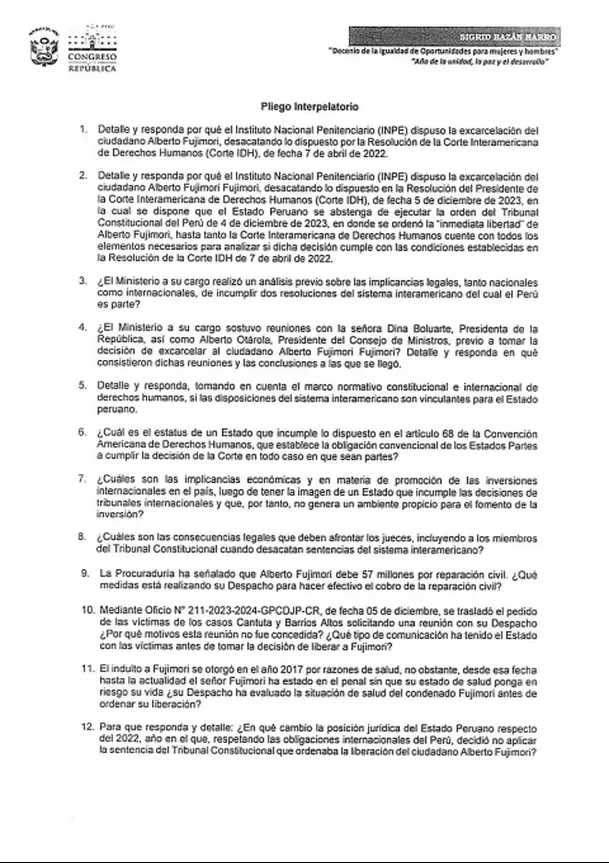 Moción de interpelación contra el titular de Justicia