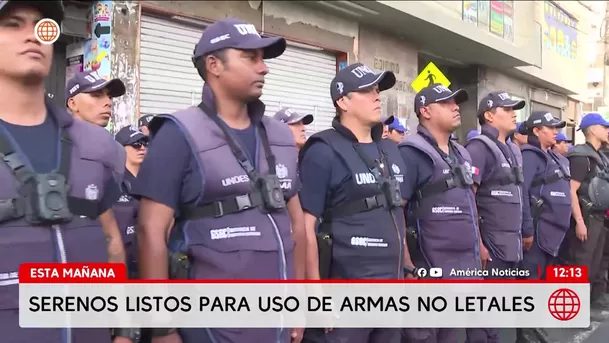 Alcalde de Lima presenta serenos con armas no letales. Foto: América Noticias