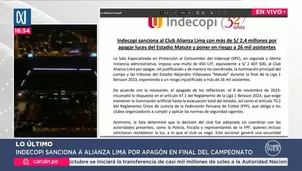 Indecopi sanciona a Alianza Lima por apagar las luces en Matute