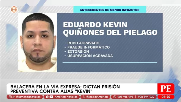Balacera en Vía Expresa: Dictan prisión preventiva contra alias Kevin. Foto: América Noticias