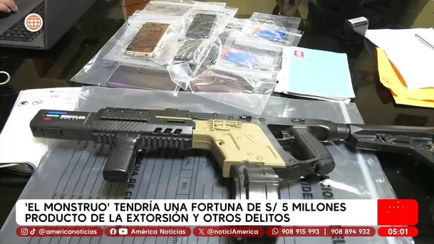 El monstruo tendría una fortuna de S/5 millones producto de la extorsión y otros delitos. Foto: América Noticias