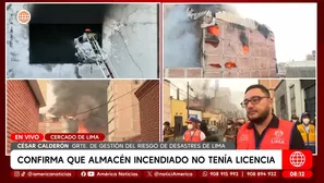 Municipalidad de Lima confirma que almacén incendiado no tenía licencia. Foto y video: América Noticias