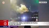 Amago de incendio en árbol navideño de Plaza de Armas de Juliaca