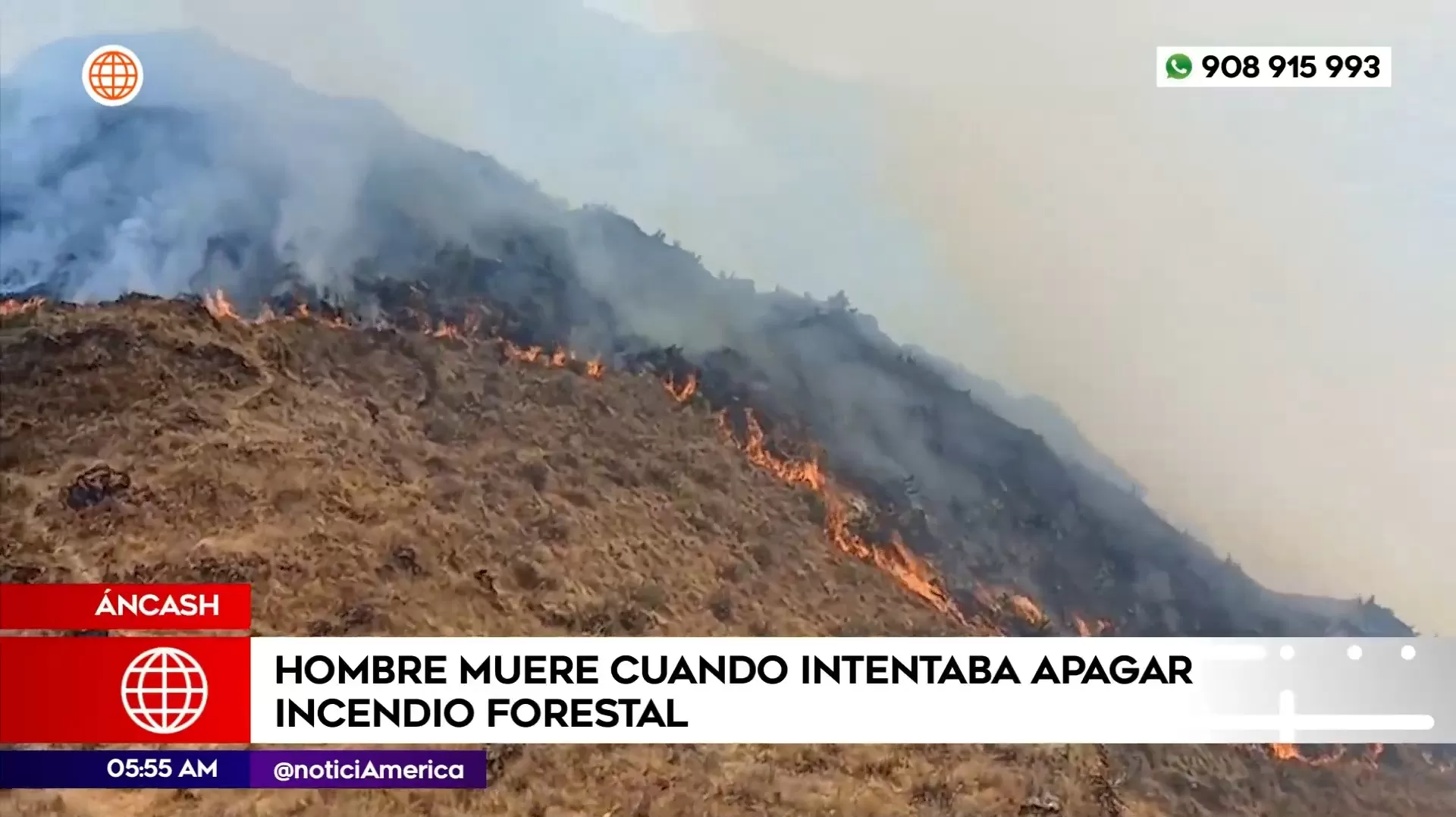 Un muerto en incendio forestal en Áncash. Foto: América Noticias