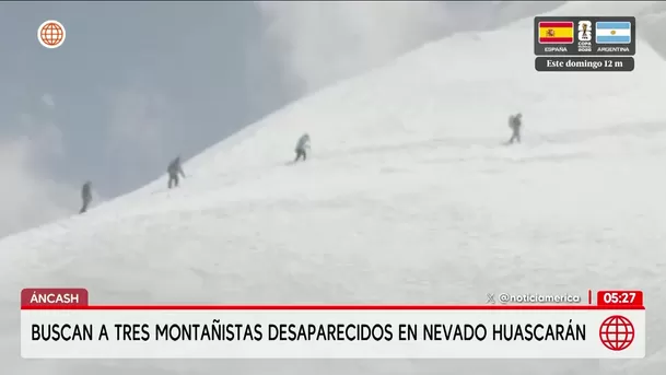 Áncash: Rescatistas buscan a tres montañistas en el nevado Huascarán. Foto: América Noticias