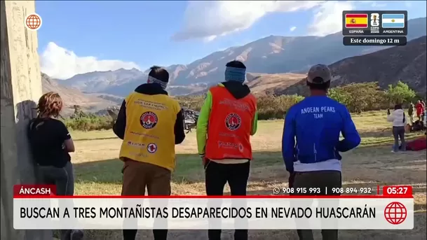Áncash: Rescatistas buscan a tres montañistas en el nevado Huascarán. Foto: América Noticias