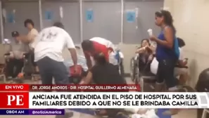 La anciana fue atendida en el suelo del hospital Almenara. Foto: América TV