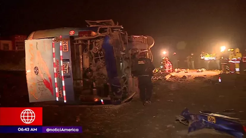 Ancón: un muerto y 15 heridos tras volcadura de bus interprovincial