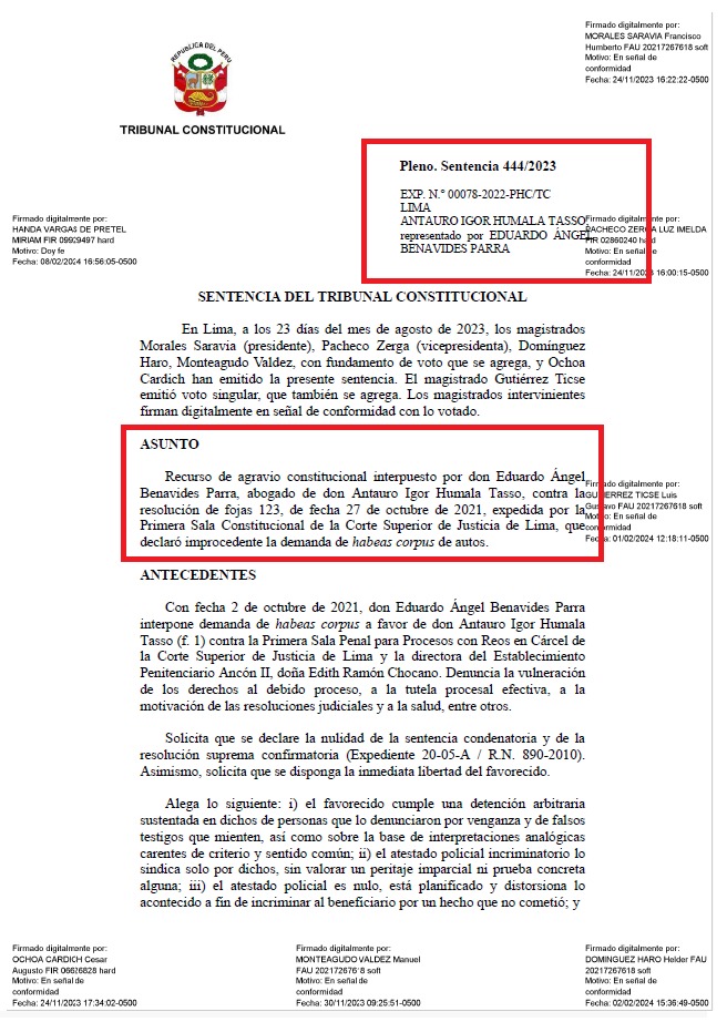 Antauro Humala: Tribunal Constitucional declaró improcedente habeas corpus