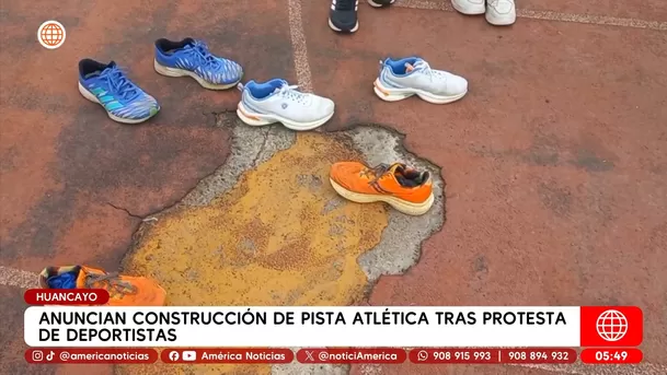 Anuncian construcción de pista atlética tras protesta de deportistas en Huancayo. Foto: América Noticias