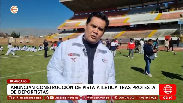 Anuncian construcción de pista atlética tras protesta de deportistas en Huancayo. Foto: América Noticias