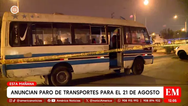 Anuncian paro de transportes para el 21 de agosto. Foto: América Noticias