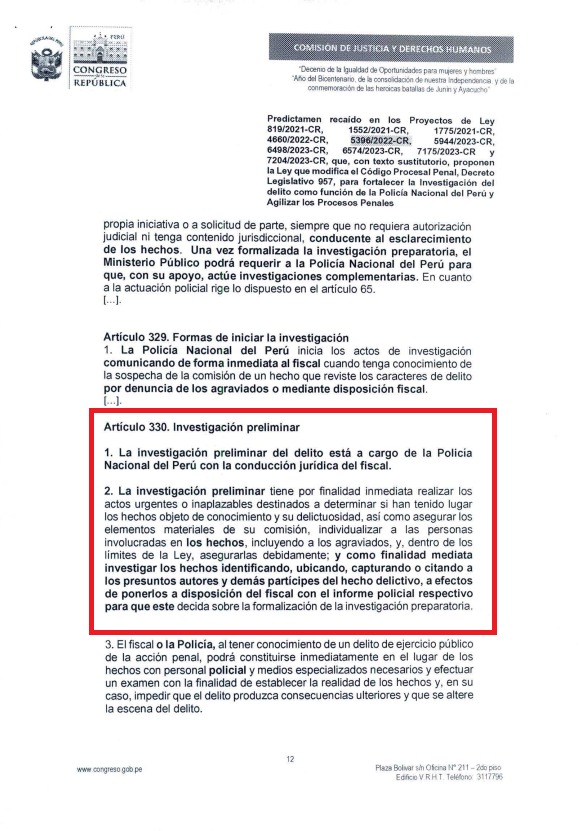 Aprueban dictamen para que PNP tenga facultades investigadoras