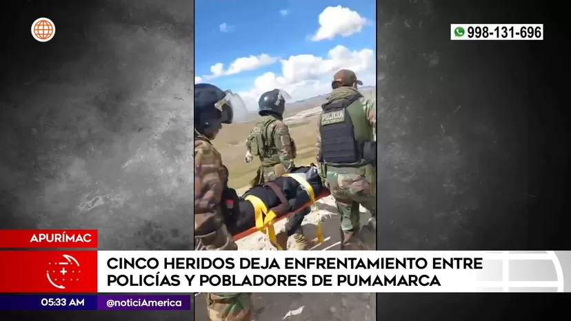 Apurímac: Cinco heridos tras enfrentamiento entre policías y pobladores de Pumamarca