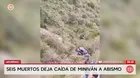 Apurímac: Seis muertos deja caída de miniván a un abismo