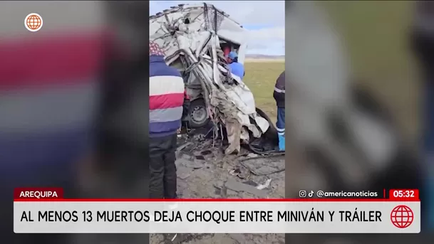 Arequipa: 13 muertos deja choque entre minivan y tráiler. Foto: América Noticias