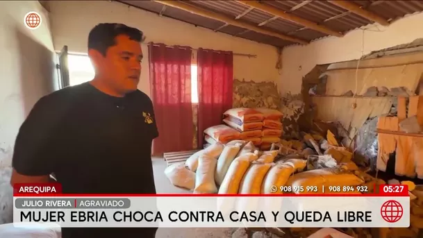 Arequipa: Mujer ebria empotra su auto contra una casa en Camaná. Foto: América Noticias
