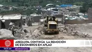 Remoción de escombros continúa en el distrito de Aplao. Foto: América TV